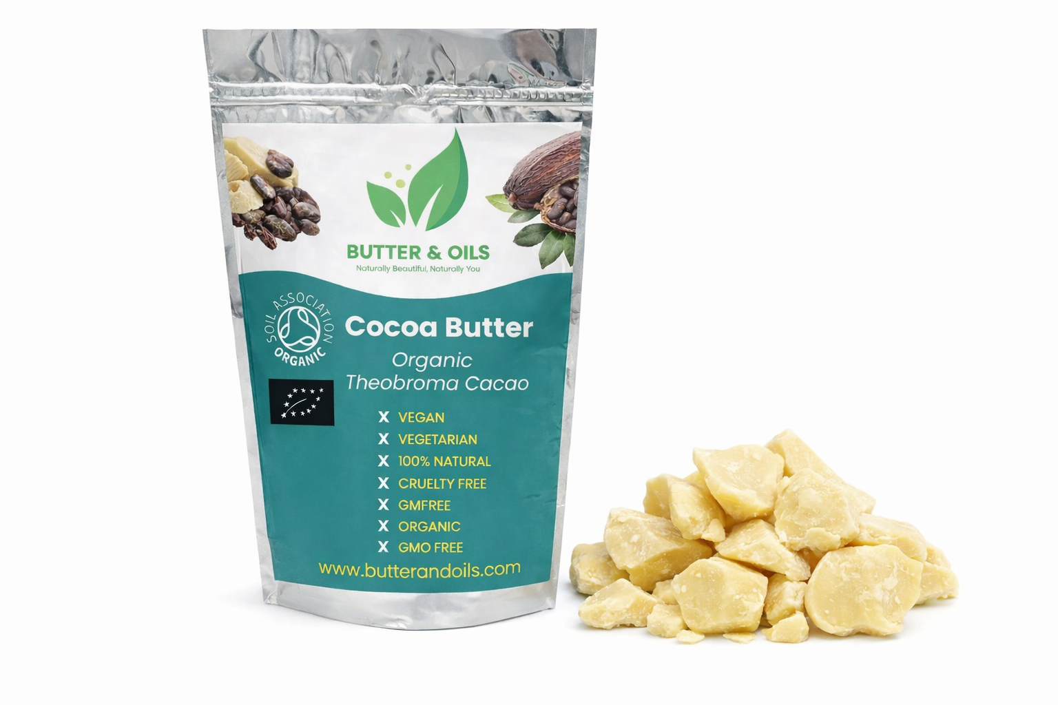 Raw Organic Cocoa Butter – 100% Pure, Unrefined, Food-Grade Chocolate Bean (50g–20kg)