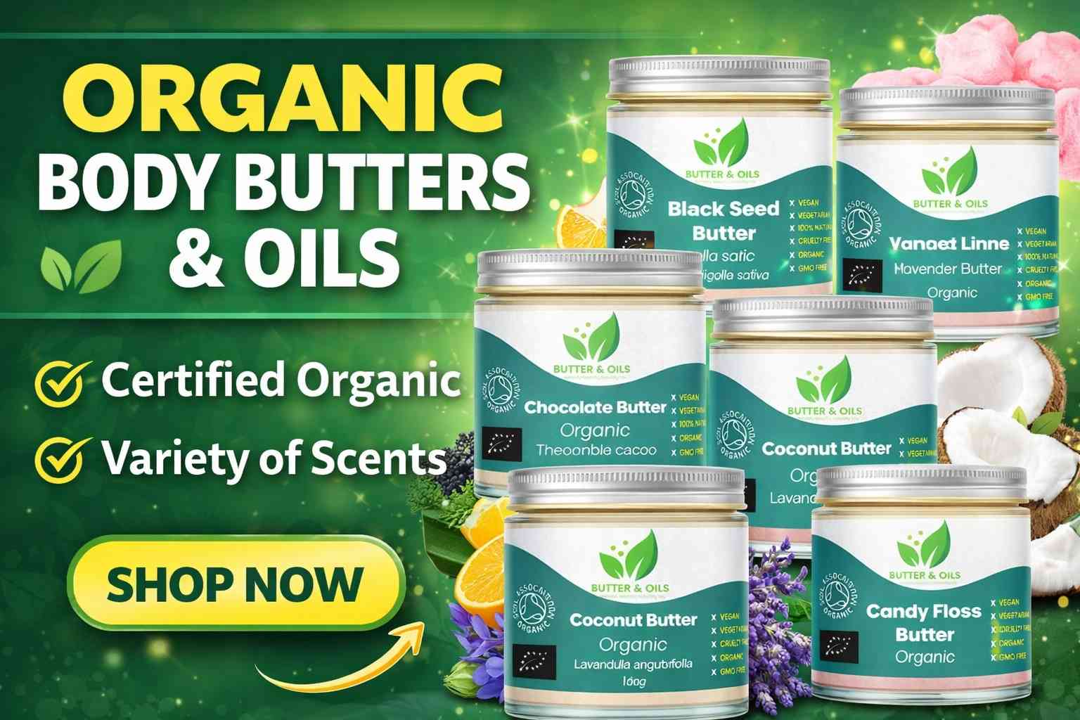 Whipped Organic Cocoa Butter Infused with Essential Oils – Deep Daily Moisture (100g–1kg)